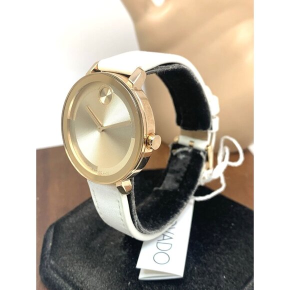 Movado Women\'s Watch 3601101 Bold Swiss Quartz Rose Gold White Leather Band 34mm main image 13